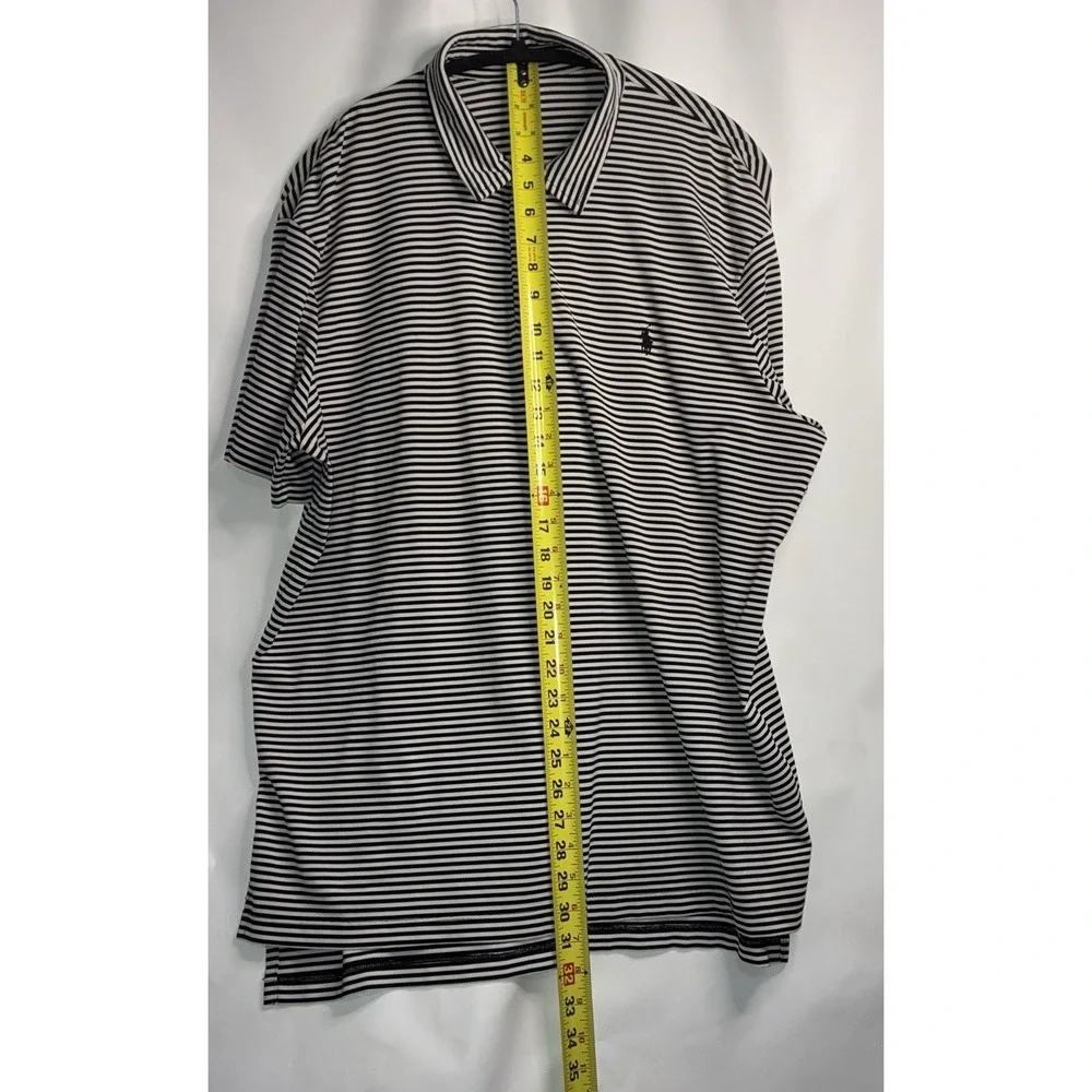 Polo Ralph Lauren Performance Polo Shirt XL Men Black White Stripe Short Sleeve*